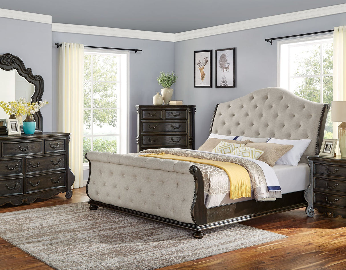 Rhapsody Sleigh 4-Piece Queen Set(Q Bed/NS/Dresser/Mir)