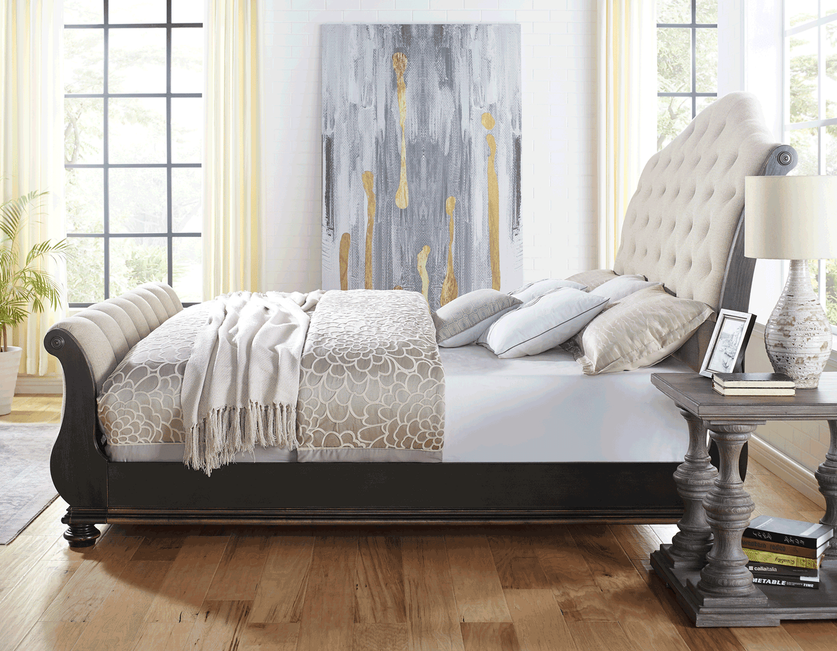 Rhapsody Sleigh 4-Piece Queen Set(Q Bed/NS/Dresser/Mir)