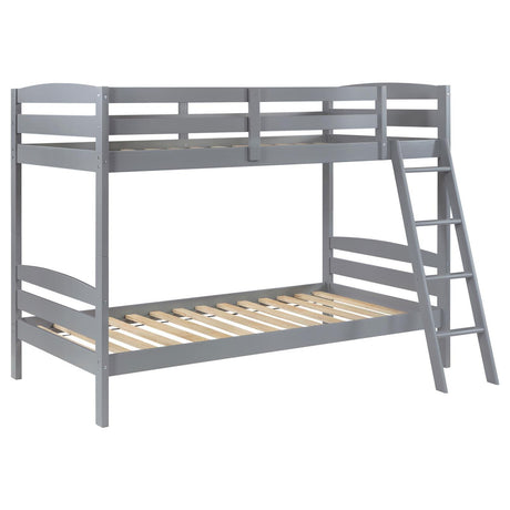 Rhea Grey Wood Twin Over Twin Bunk Bed by Coaster at Eve Furniture