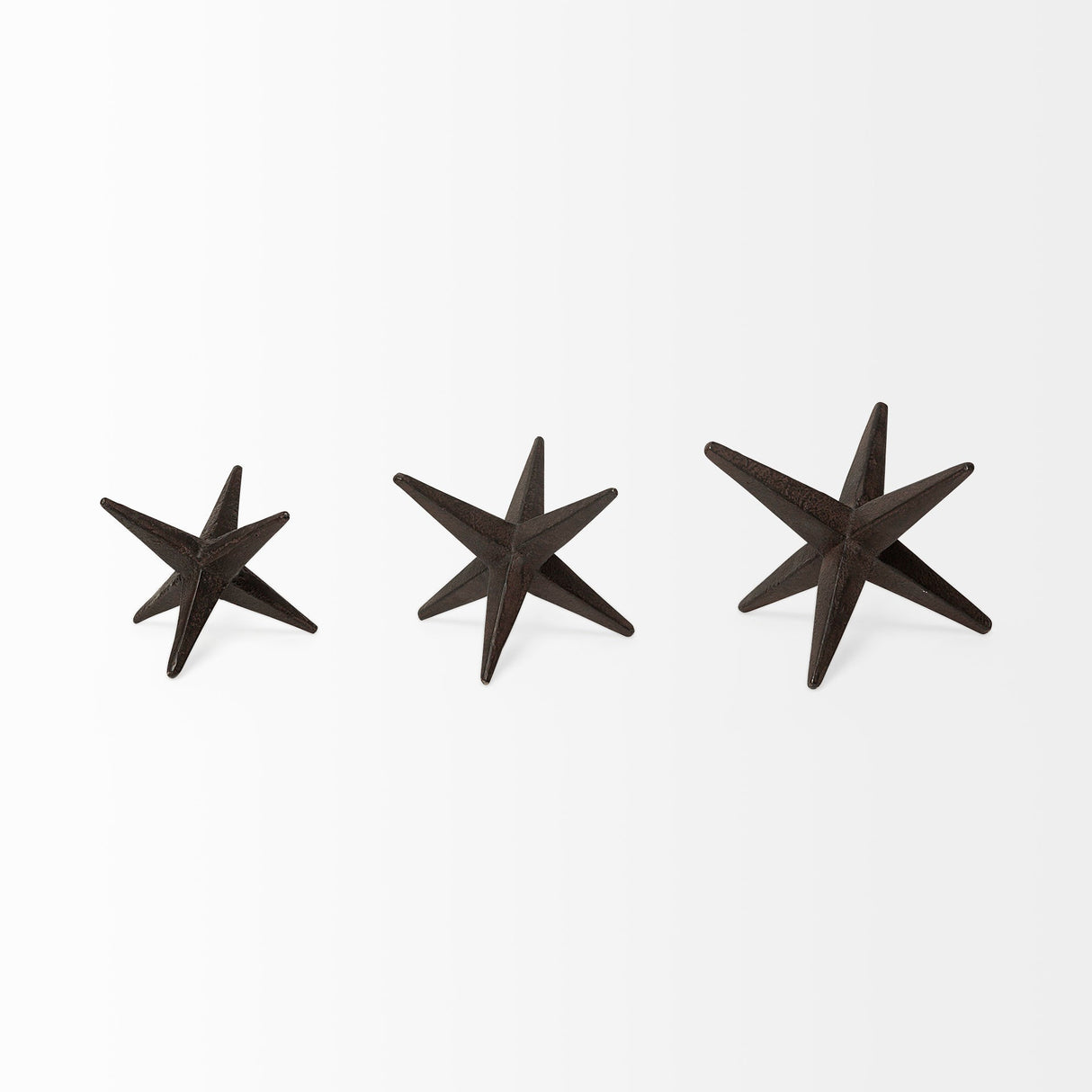 Rhea (Set of 3) Brown Cast Iron Small, Medium & Large Jacks by Mercana at Eve Furniture