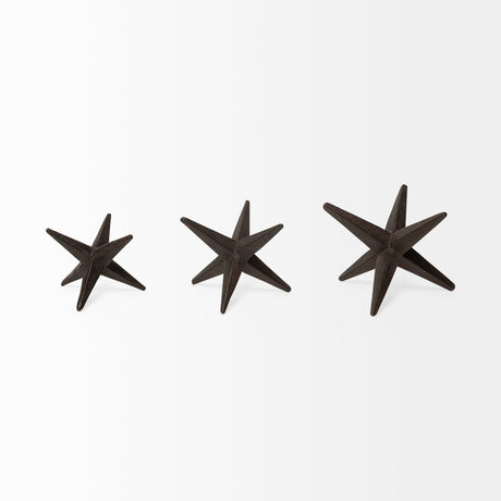Rhea (Set of 3) Brown Cast Iron Small, Medium & Large Jacks by Mercana at Eve Furniture