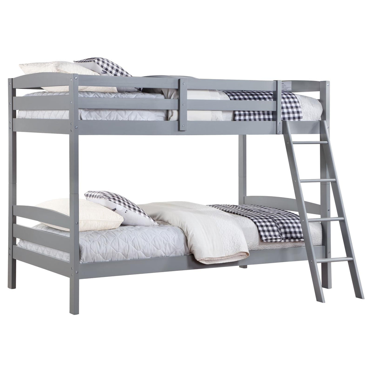 Rhea Wood Twin Over Twin Bunk Bed Grey