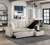 Rhett Beige 3-Piece Reversible Sectional with Pull-out Bed and Hidden Storage by Homelegance at Eve Furniture