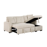 Rhett Beige 3-Piece Reversible Sectional with Pull-out Bed and Hidden Storage by Homelegance at Eve Furniture