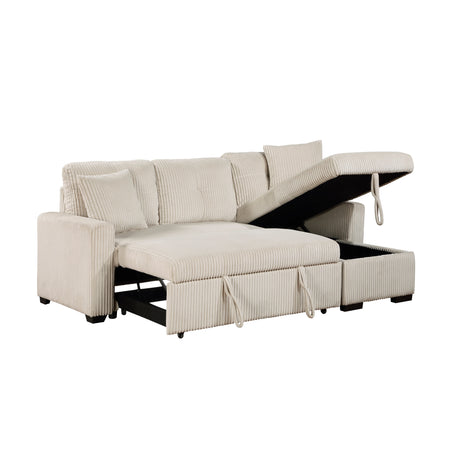 Rhett Beige 3-Piece Reversible Sectional with Pull-out Bed and Hidden Storage by Homelegance at Eve Furniture