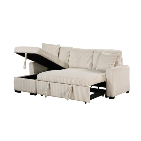 Rhett Beige 3-Piece Reversible Sectional with Pull-out Bed and Hidden Storage by Homelegance at Eve Furniture