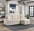 Rhett Beige 3-Piece Reversible Sectional with Pull-out Bed and Hidden Storage by Homelegance at Eve Furniture