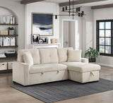 Rhett Beige 3-Piece Reversible Sectional with Pull-out Bed and Hidden Storage by Homelegance at Eve Furniture