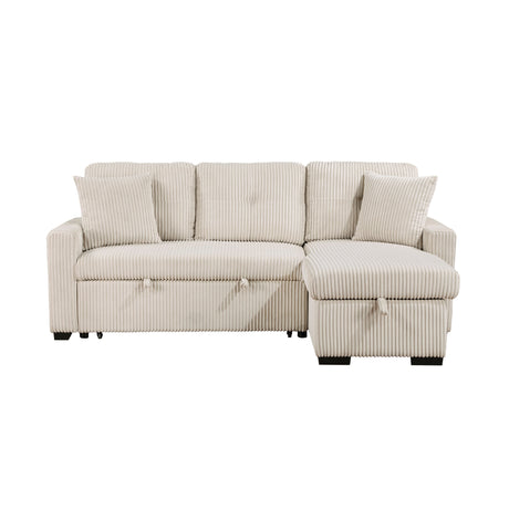 Rhett Beige 3-Piece Reversible Sectional with Pull-out Bed and Hidden Storage by Homelegance at Eve Furniture