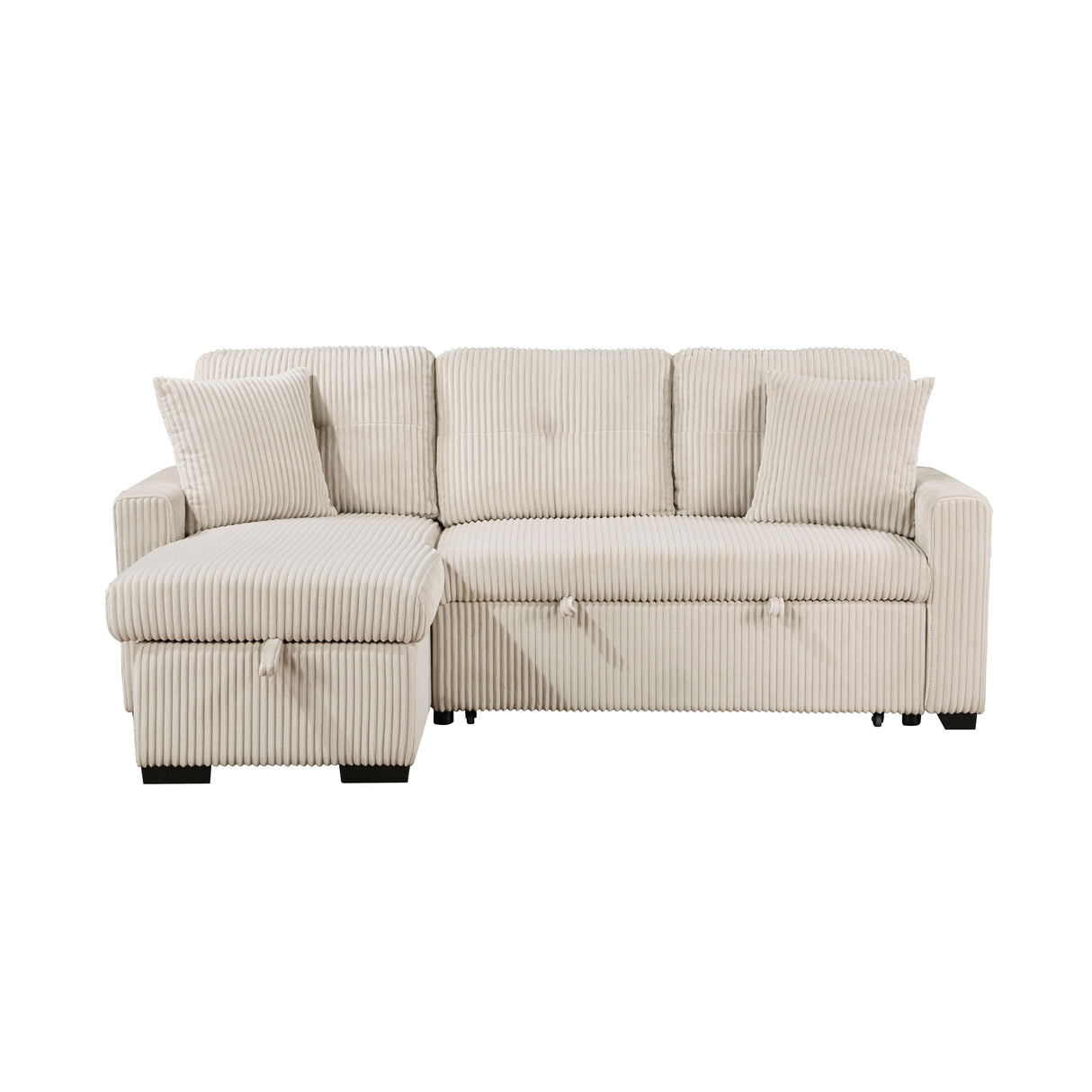 Rhett Beige 3-Piece Reversible Sectional with Pull-out Bed and Hidden Storage by Homelegance at Eve Furniture
