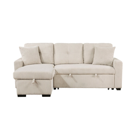 Rhett Beige 3-Piece Reversible Sectional with Pull-out Bed and Hidden Storage by Homelegance at Eve Furniture
