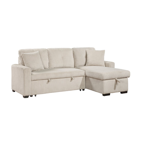 Rhett Beige 3-Piece Reversible Sectional with Pull-out Bed and Hidden Storage by Homelegance at Eve Furniture