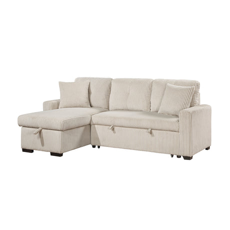 Rhett Beige 3-Piece Reversible Sectional with Pull-out Bed and Hidden Storage by Homelegance at Eve Furniture