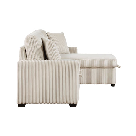 Rhett Beige 3-Piece Reversible Sectional with Pull-out Bed and Hidden Storage by Homelegance at Eve Furniture