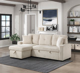 Rhett Beige 3-Piece Reversible Sectional with Pull-out Bed and Hidden Storage by Homelegance at Eve Furniture