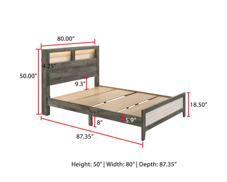 Rhett Brown and Cream King LED Platform Bed by Crown Mark at Eve Furniture