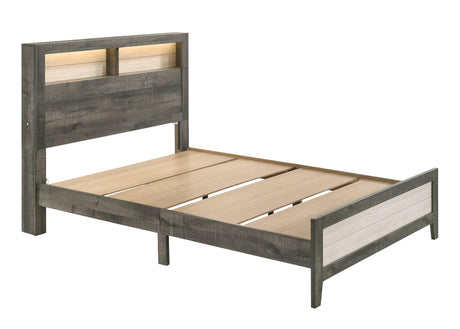 Rhett Brown and Cream King LED Platform Bed by Crown Mark at Eve Furniture