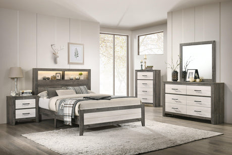 Rhett Brown and Cream LED Platform Bedroom Set by Crown Mark at Eve Furniture