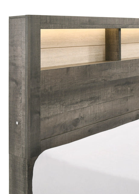 Rhett Brown and Cream Queen LED Platform Bed by Crown Mark at Eve Furniture