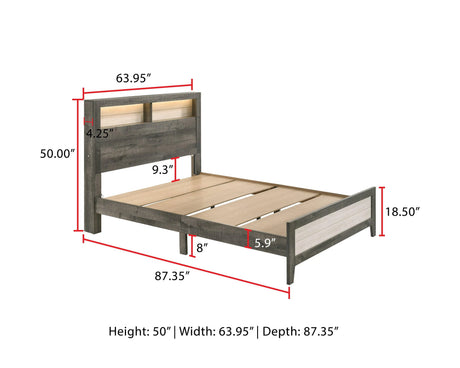 Rhett Brown and Cream Queen LED Platform Bed by Crown Mark at Eve Furniture