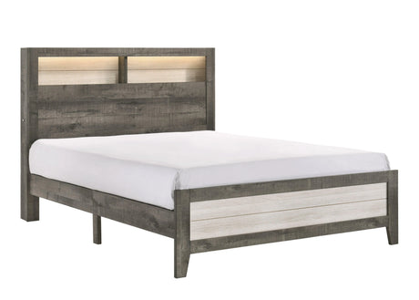 Rhett Brown and Cream Queen LED Platform Bed by Crown Mark at Eve Furniture