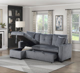 Rhett Dark Gray 3-Piece Reversible Sectional with Pull-out Bed and Hidden Storage by Homelegance at Eve Furniture