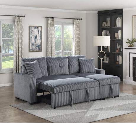 Rhett Dark Gray 3-Piece Reversible Sectional with Pull-out Bed and Hidden Storage by Homelegance at Eve Furniture
