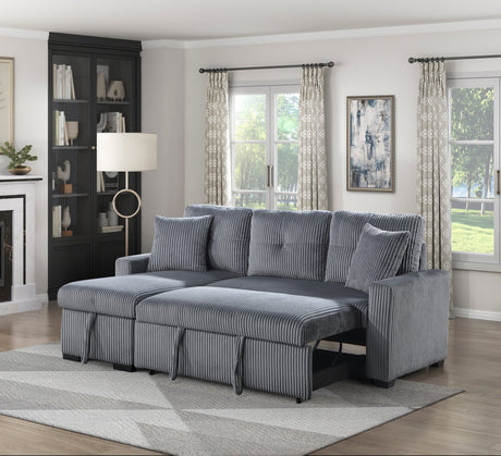 Rhett Dark Gray 3-Piece Reversible Sectional with Pull-out Bed and Hidden Storage by Homelegance at Eve Furniture