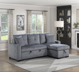 Rhett Dark Gray 3-Piece Reversible Sectional with Pull-out Bed and Hidden Storage by Homelegance at Eve Furniture