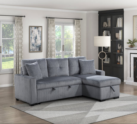 Rhett Dark Gray 3-Piece Reversible Sectional with Pull-out Bed and Hidden Storage by Homelegance at Eve Furniture