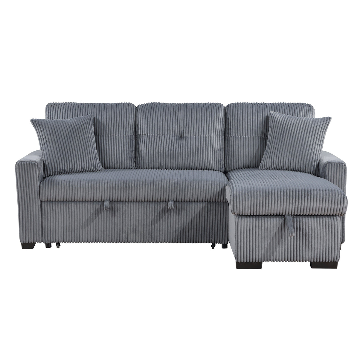 Rhett Dark Gray 3-Piece Reversible Sectional with Pull-out Bed and Hidden Storage by Homelegance at Eve Furniture