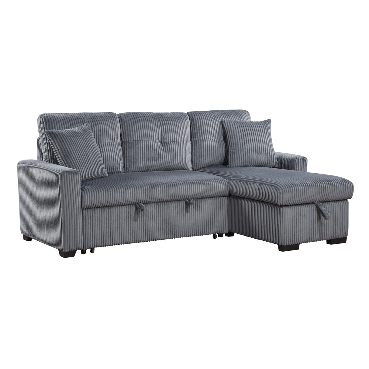Rhett Dark Gray 3-Piece Reversible Sectional with Pull-out Bed and Hidden Storage by Homelegance at Eve Furniture