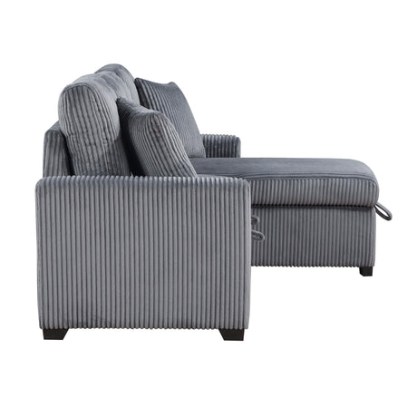 Rhett Dark Gray 3-Piece Reversible Sectional with Pull-out Bed and Hidden Storage by Homelegance at Eve Furniture