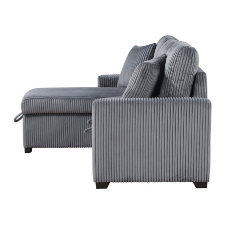 Rhett Dark Gray 3-Piece Reversible Sectional with Pull-out Bed and Hidden Storage by Homelegance at Eve Furniture