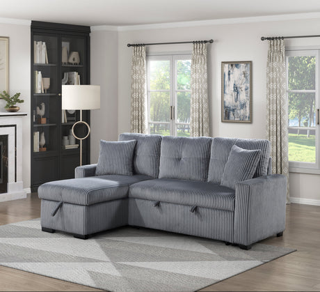 Rhett Dark Gray 3-Piece Reversible Sectional with Pull-out Bed and Hidden Storage by Homelegance at Eve Furniture
