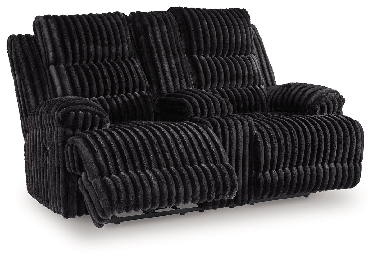 Rhine Falls Onyx Manual Reclining Loveseat with Console by Ashley at Eve Furniture