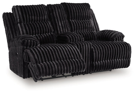 Rhine Falls Onyx Manual Reclining Loveseat with Console by Ashley at Eve Furniture