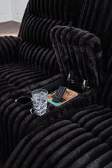 Rhine Falls Onyx Manual Reclining Loveseat with Console by Ashley at Eve Furniture