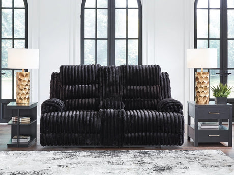 Rhine Falls Onyx Power Reclining Sofa and Loveseat by Ashley at Eve Furniture