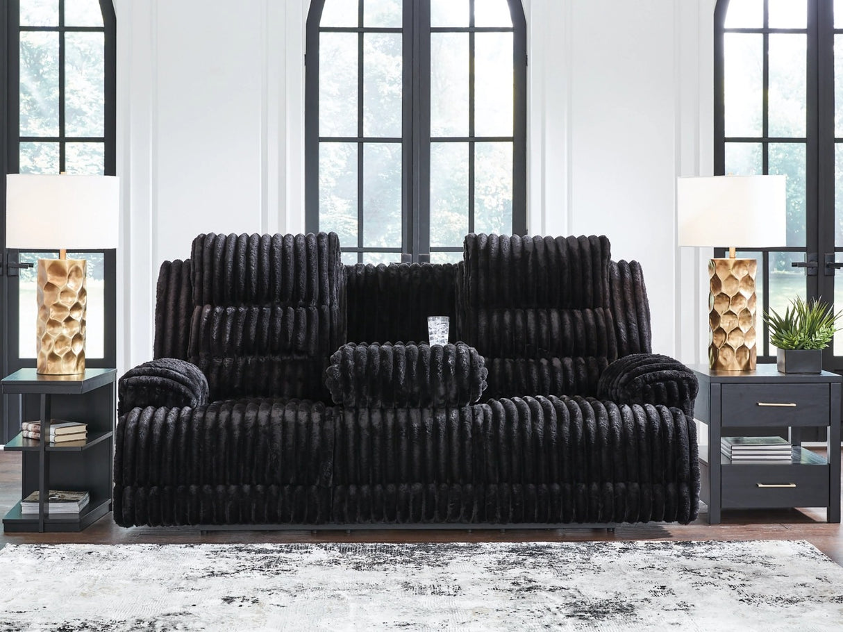 Rhine Falls Onyx Power Reclining Sofa and Loveseat by Ashley at Eve Furniture