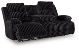 Rhine Falls Onyx Power Reclining Sofa with Drop Down Table by Ashley at Eve Furniture