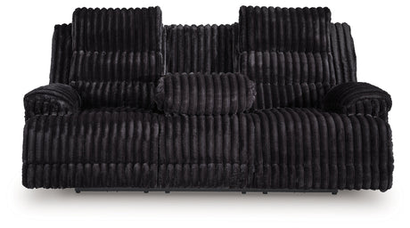 Rhine Falls Onyx Power Reclining Sofa with Drop Down Table by Ashley at Eve Furniture