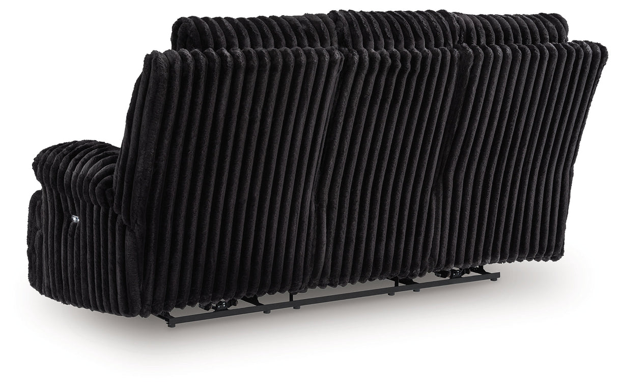 Rhine Falls Onyx Power Reclining Sofa with Drop Down Table by Ashley at Eve Furniture