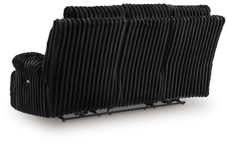 Rhine Falls Onyx Power Reclining Sofa with Drop Down Table by Ashley at Eve Furniture