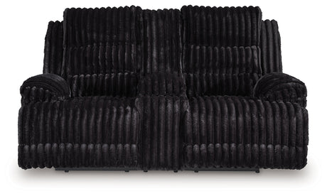 Rhine Falls Onyx Manual Reclining Loveseat with Console by Ashley at Eve Furniture