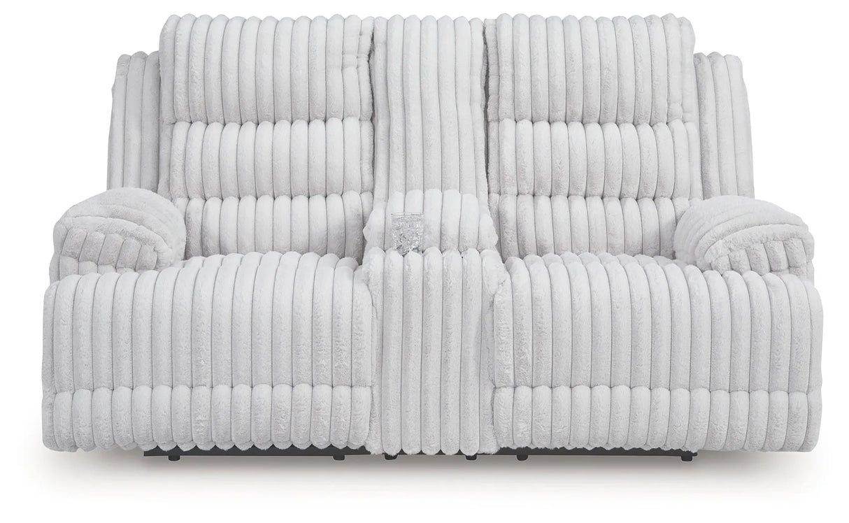 Rhines Falls Alloy Power Reclining Loveseat with Console by Ashley at Eve Furniture