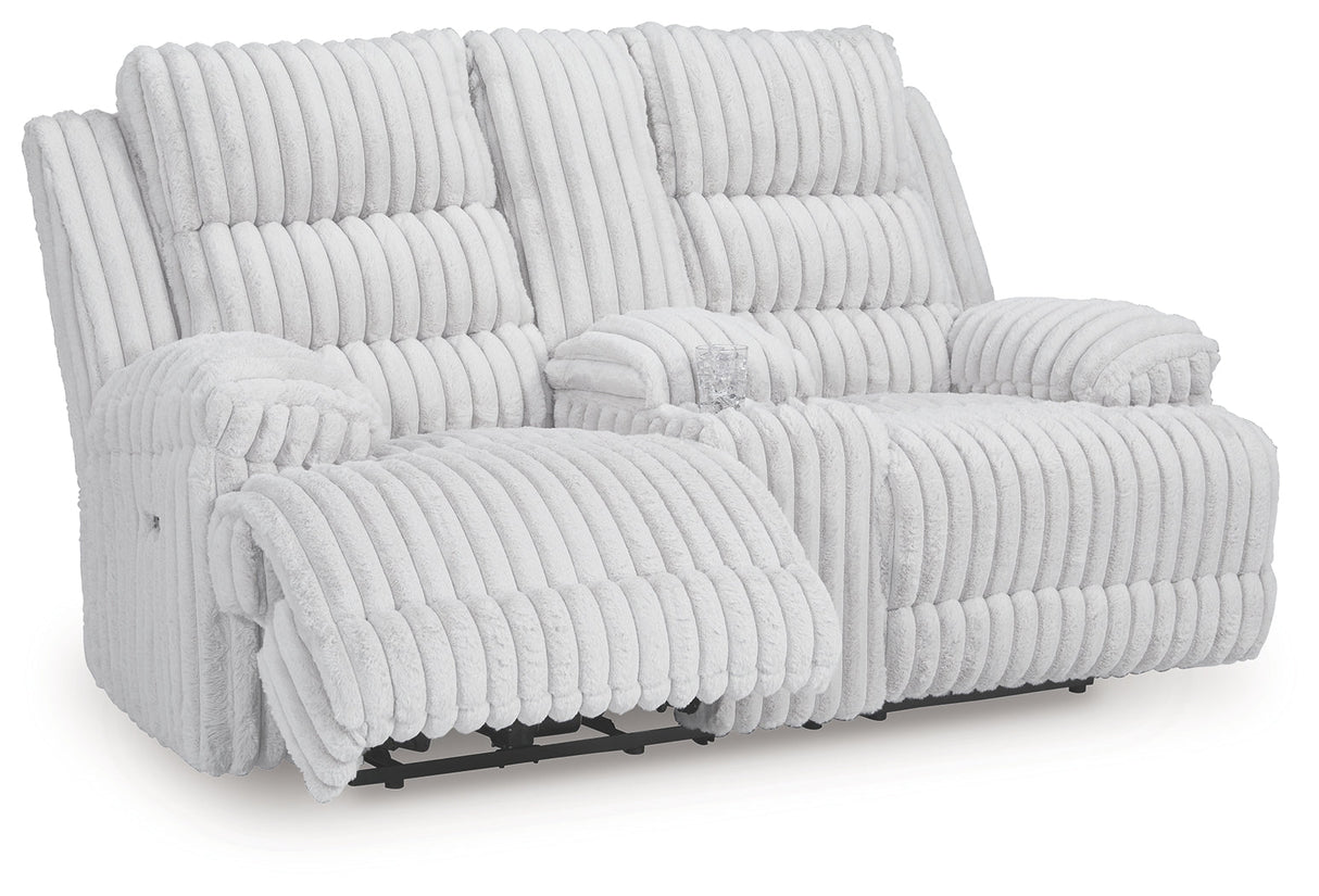 Rhines Falls Alloy Power Reclining Loveseat with Console by Ashley at Eve Furniture