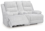 Rhines Falls Alloy Power Reclining Loveseat with Console by Ashley at Eve Furniture