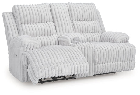 Rhines Falls Alloy Power Reclining Loveseat with Console by Ashley at Eve Furniture