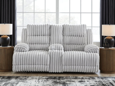 Rhines Falls Alloy Power Reclining Loveseat with Console by Ashley at Eve Furniture